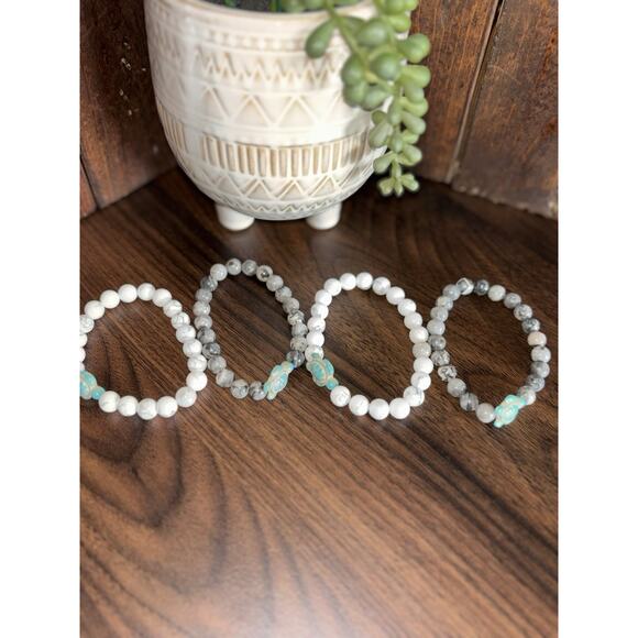 New Sea Turtle Beaded Bracelets Boho Turquoise Natural Stones Beads In Gift Box - Picture 4 of 5
